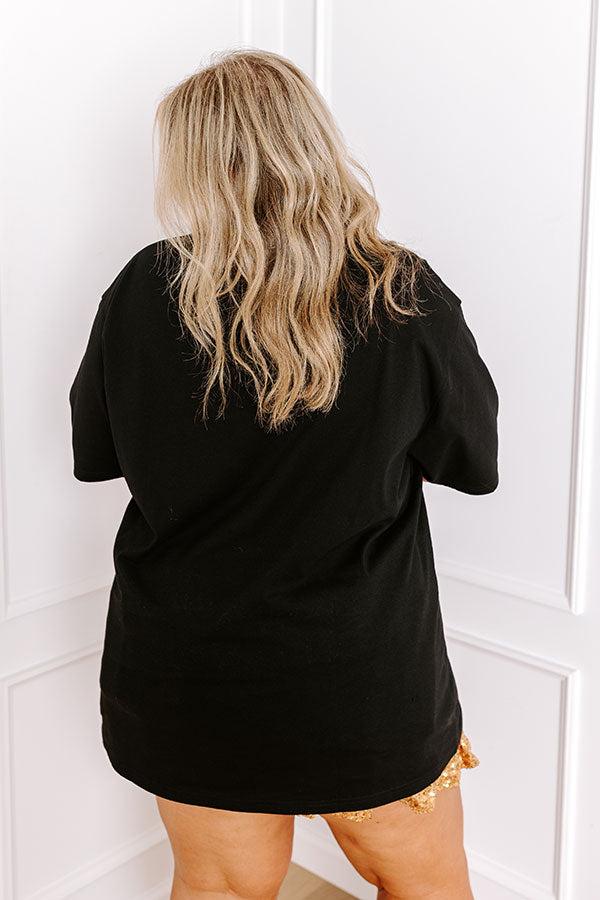 The Final Touch Down Sequin Oversized Tee in Black Curves Product Image