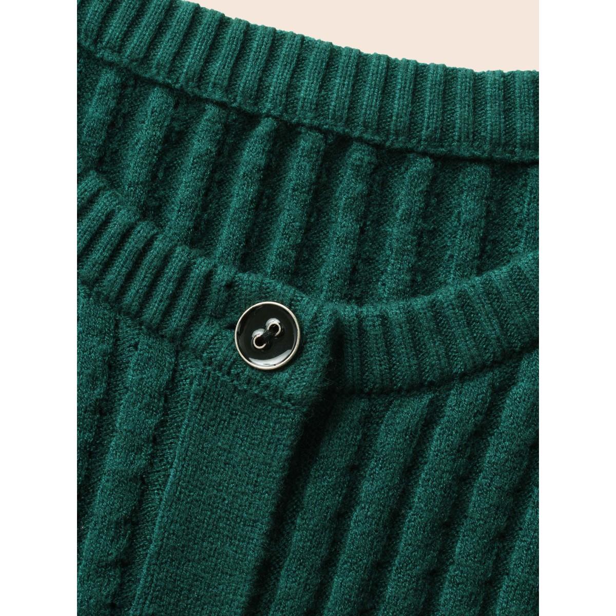 Plus Size Supersoft Essentials Textured Round Neck Slim Cardigan DarkGreen Women Leisure Bodycon Long Sleeve Casual Cardigans BloomChic 18-20/2X Product Image