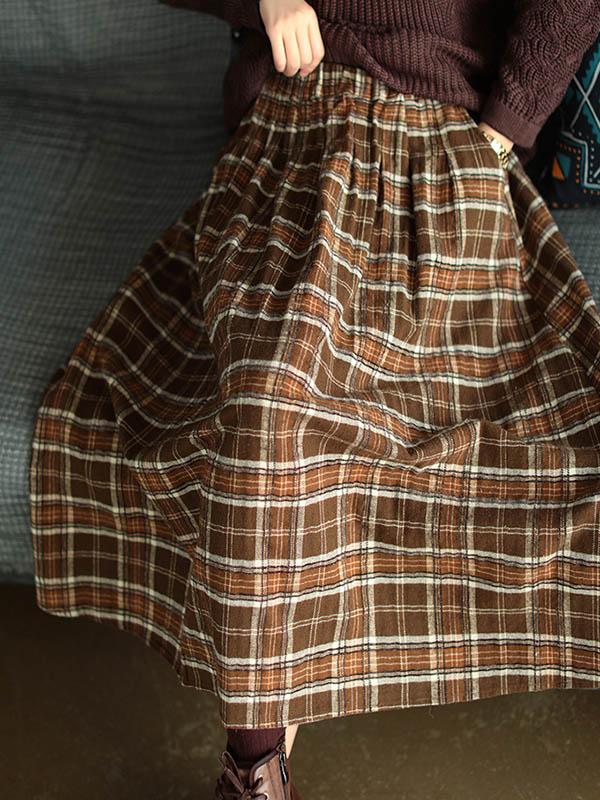 Artistic Retro Plaid A-Line Skirt Product Image