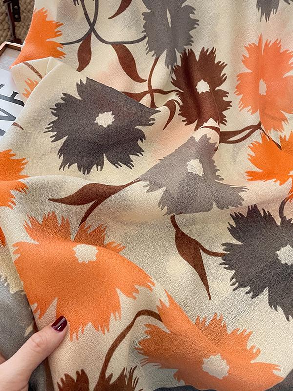 Vintage Floral Printed Shawl&Scarf Product Image