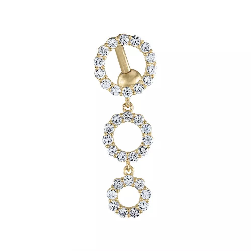 Amella Jewels 14k Gold Cubic Zirconia Triple Circle Belly Ring, Women's Product Image