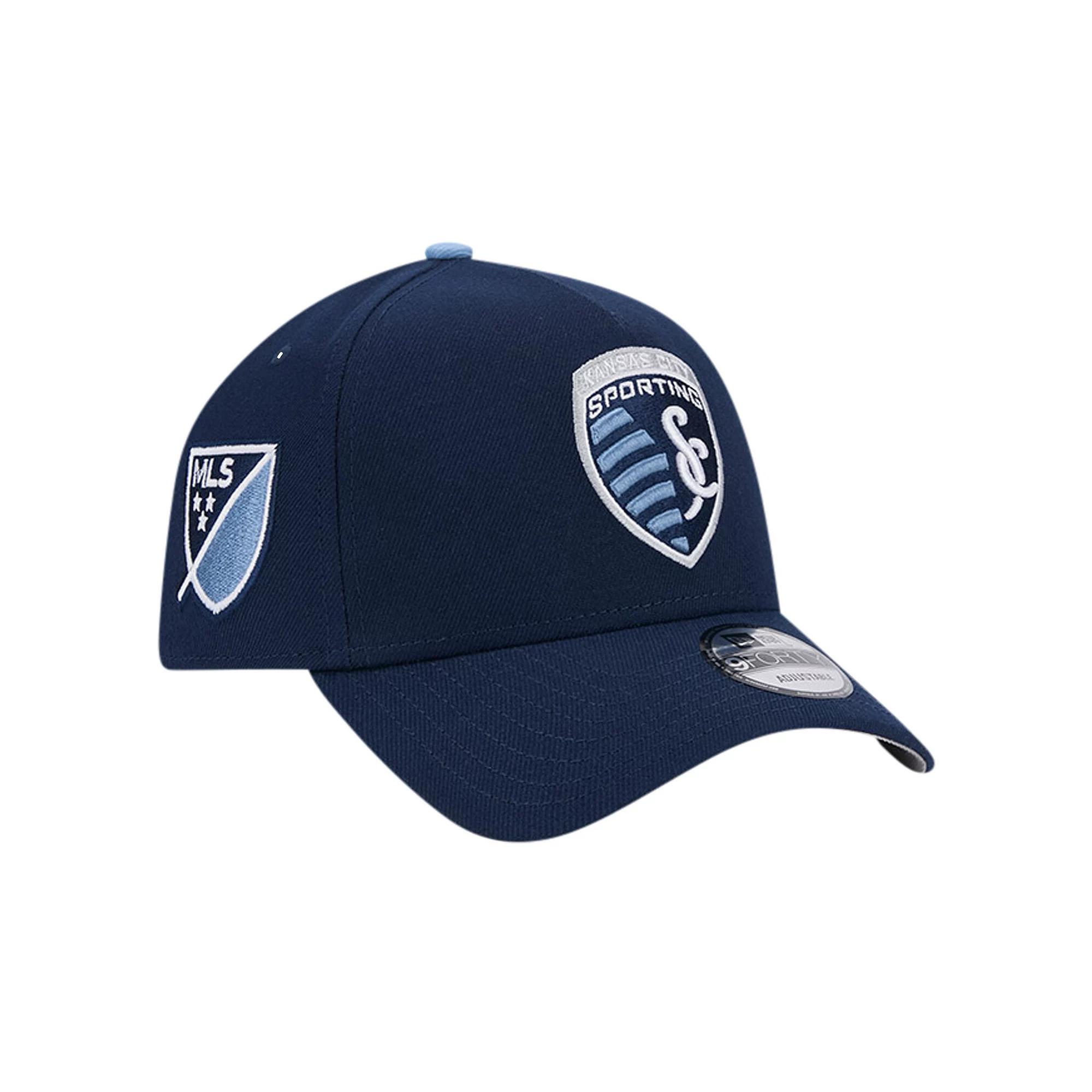 Men's New Era Navy Sporting Kansas City 2024 Kick Off Collection 9FORTY A-Frame Adjustable Hat, Blue Product Image