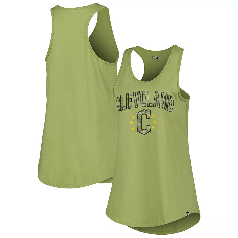 Women's New Era Olive Cleveland Guardians Armed Forces Day Tank Top,  Product Image