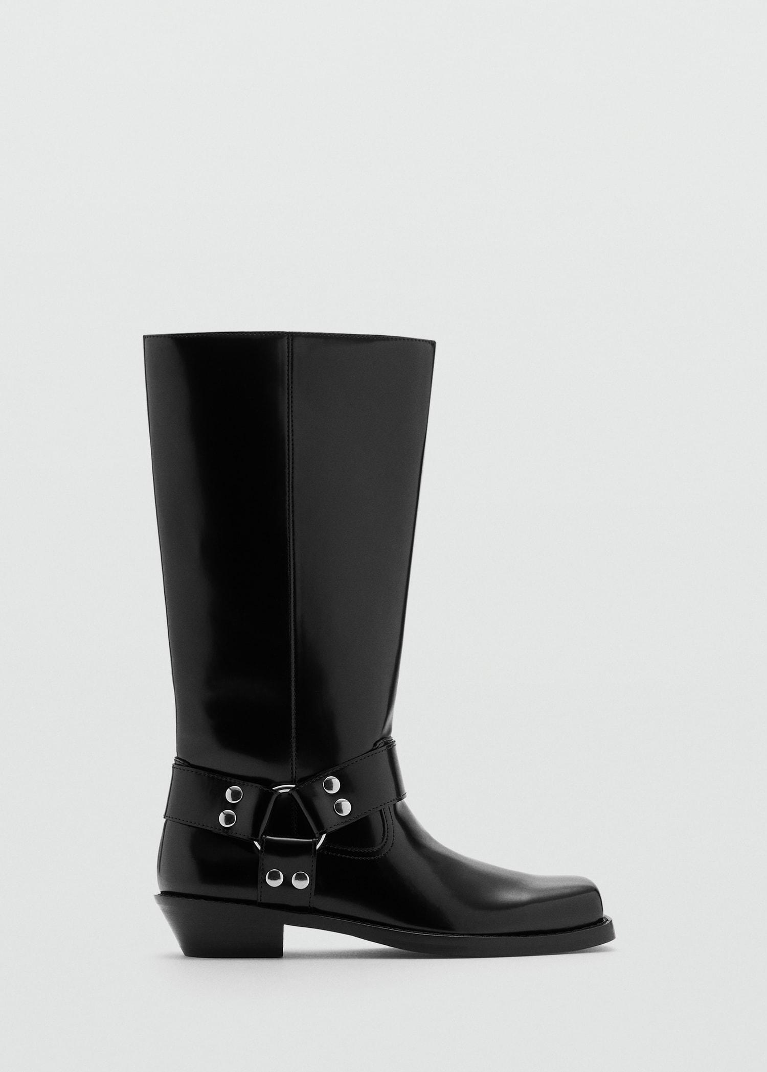 Square toe boot with metallic details - Women | MANGO USA Product Image