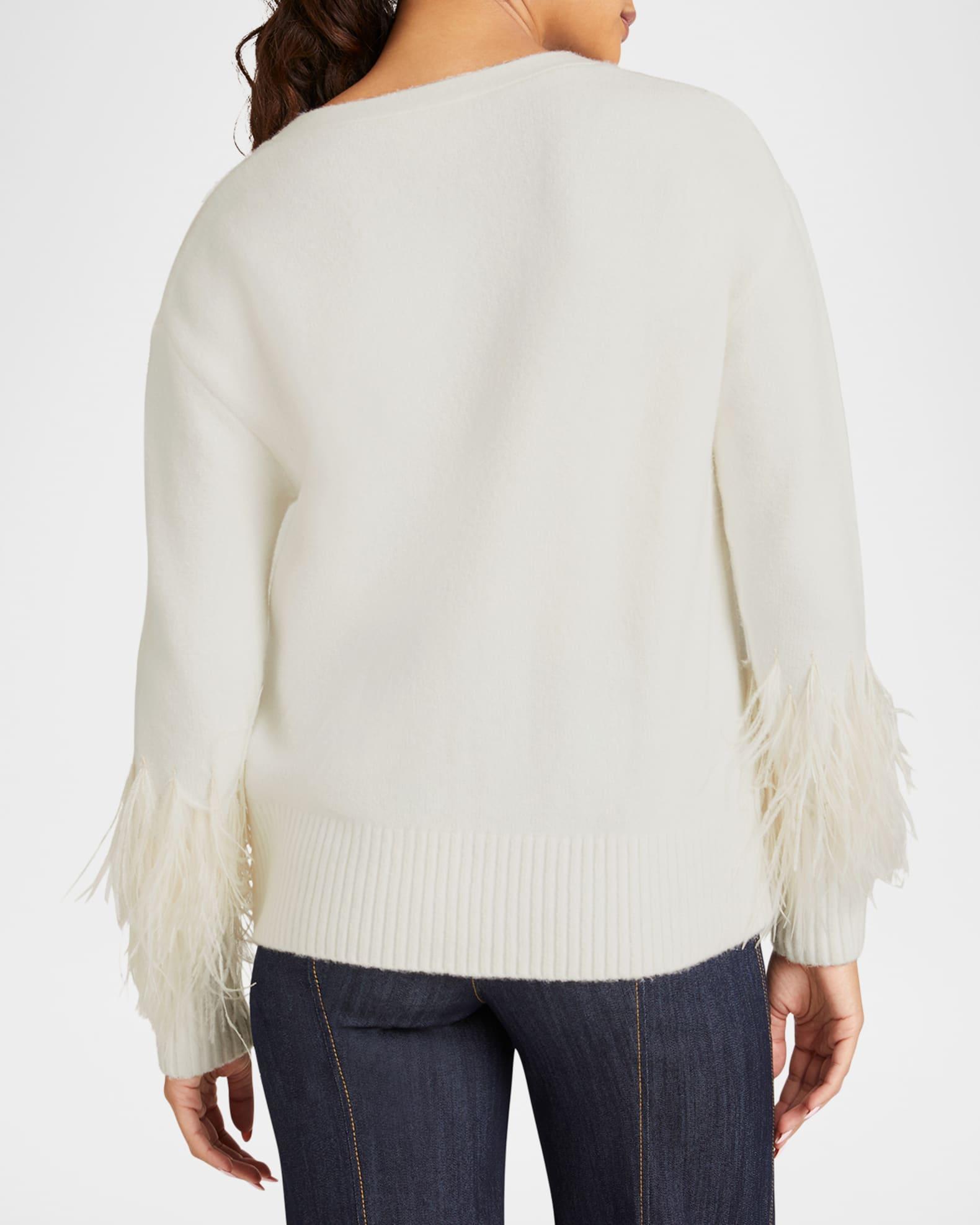Briana Feather-Cuff Knit Cardigan Product Image