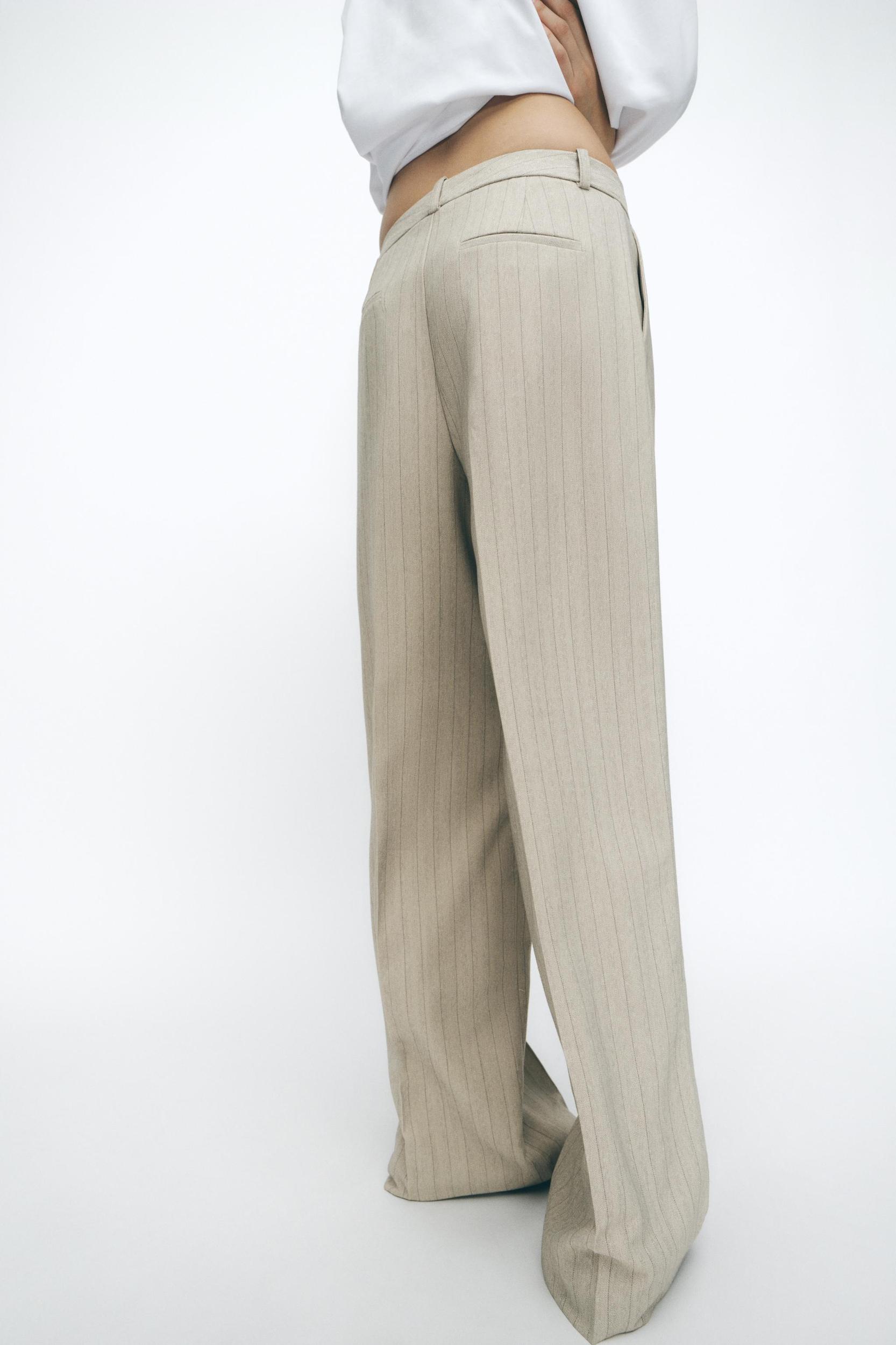 STRIPED HERRINGBONE PANTS Product Image