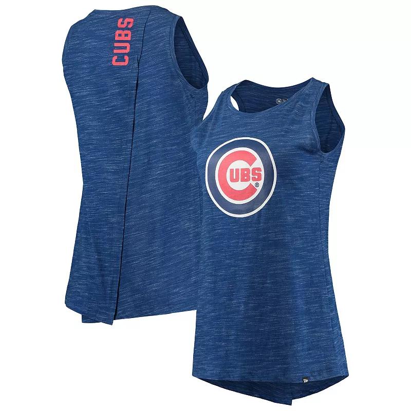Women's New Era Royal Chicago Cubs Space Dye Back-Knot Tank Top,  Product Image