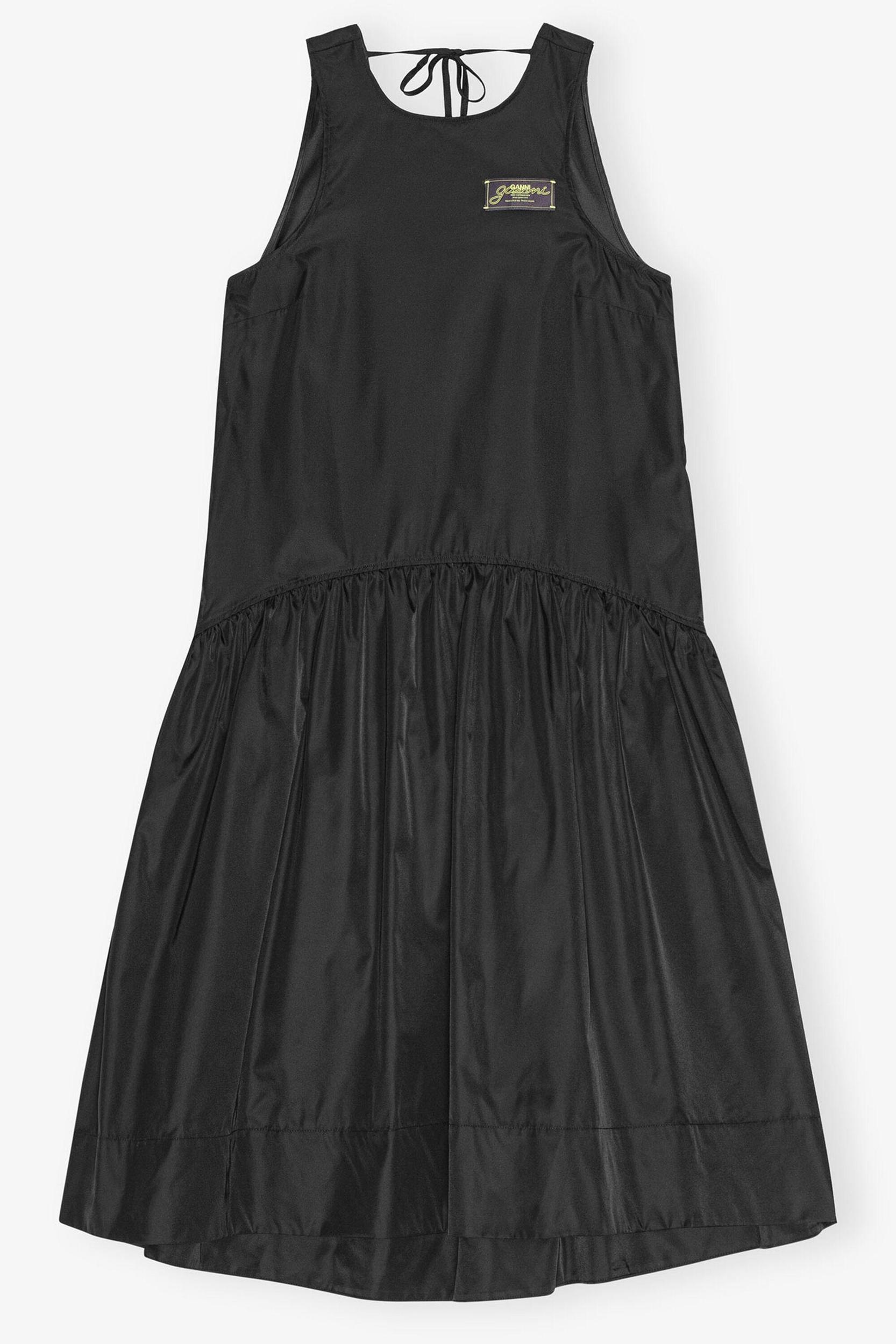 Black Duchesse Nylon Midi Dress Product Image