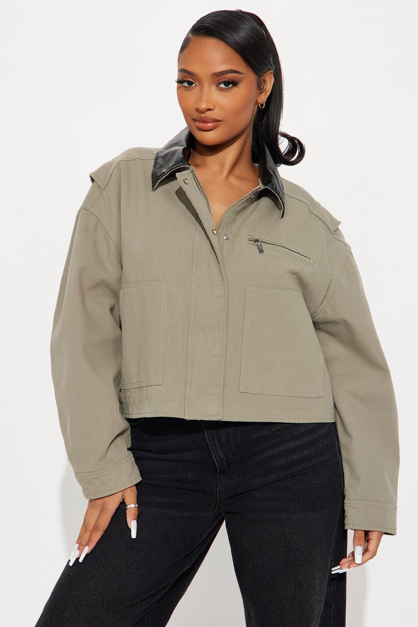 Roar Rider Oversized Trucker Jacket - Olive Product Image