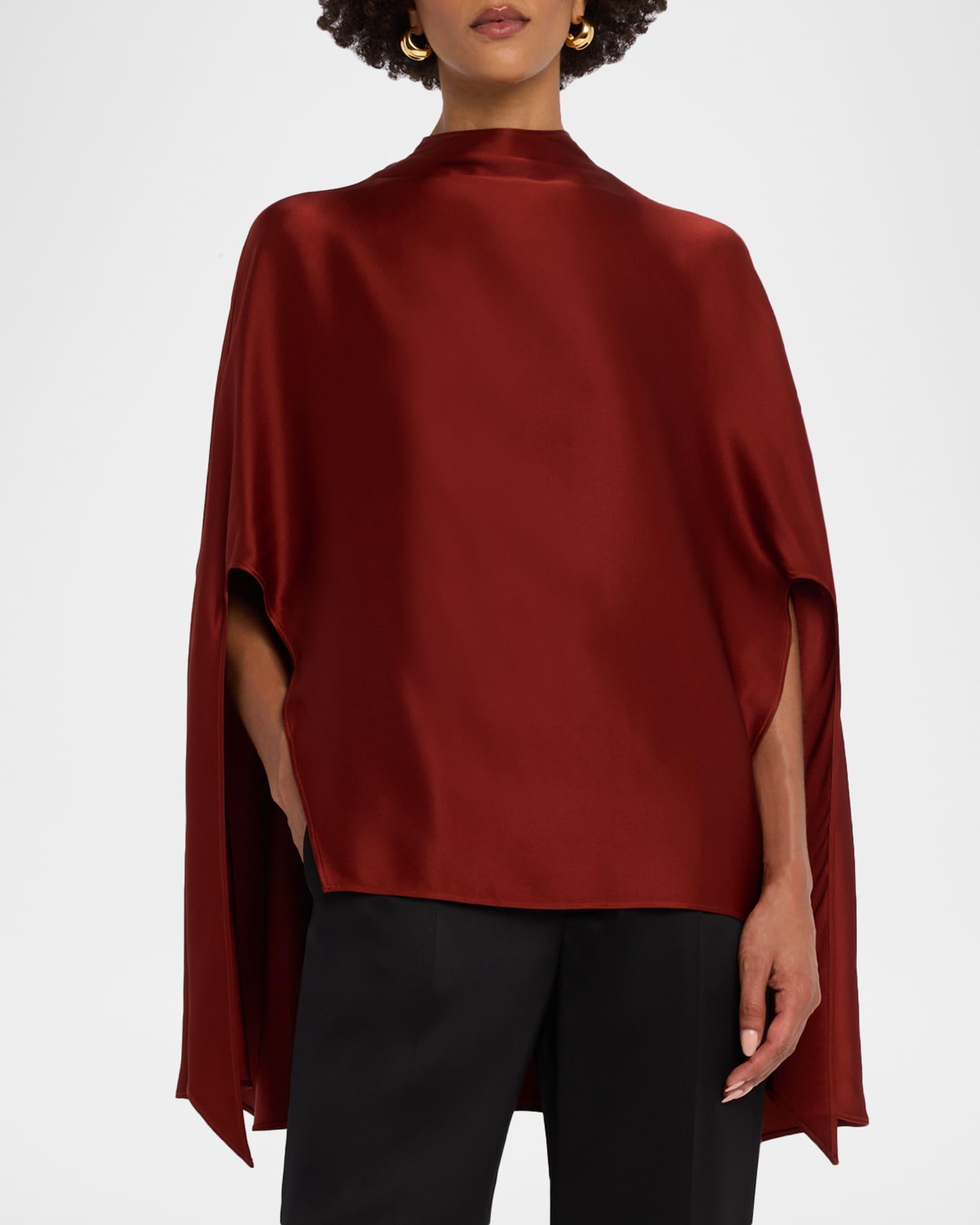 Mock-Neck Satin Cape Top Product Image