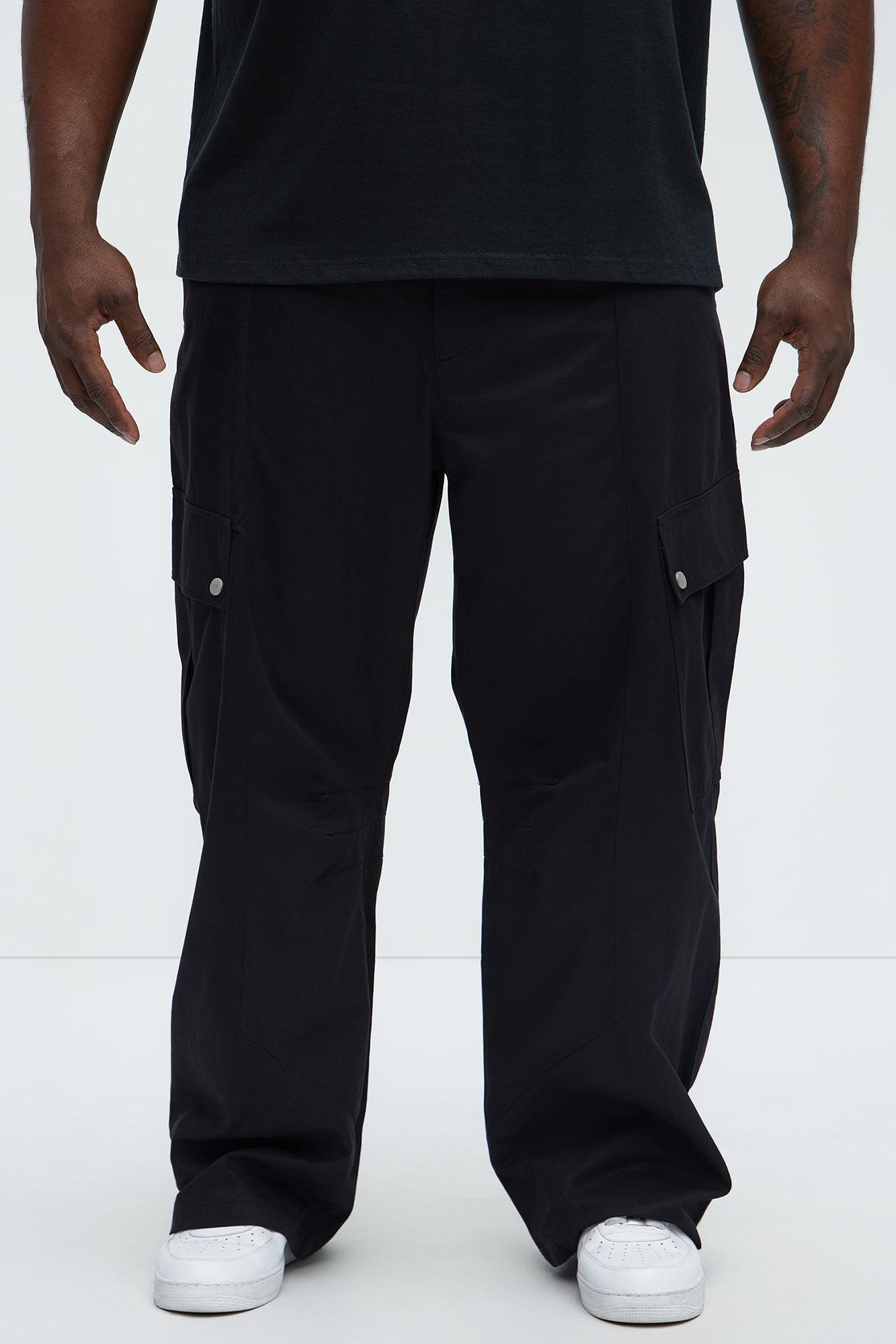 Carl Paneled Baggy Cargo Pants - Black Product Image