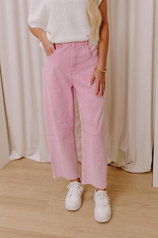The Cristy High Waist Wide Leg Jean in Pink Product Image
