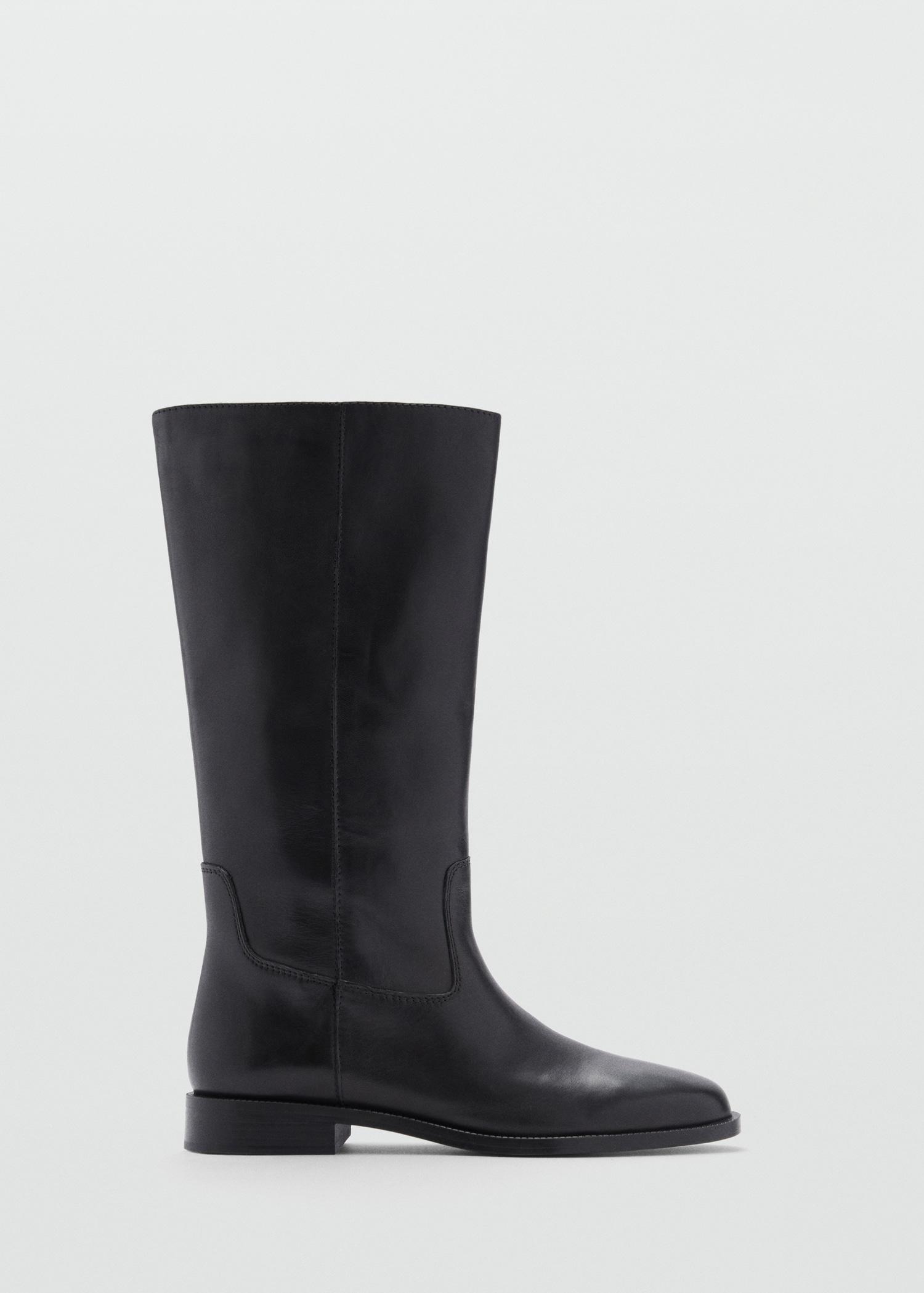 Knee-high leather boots - Women | MANGO USA Product Image