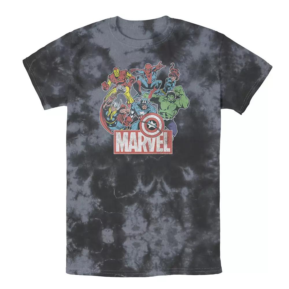 Men's Marvel Avengers Team Retro Comic Vintage Wash Tee, Size: Medium, Black Product Image