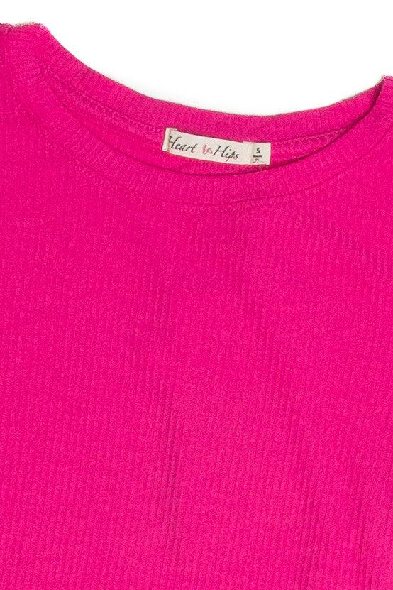 Fuchsia Ribbed Crop Shirt Product Image