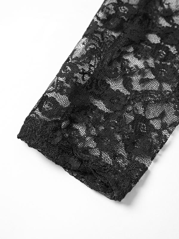 Lace Off Shoulder Cropped Long Sleeve Tee Product Image