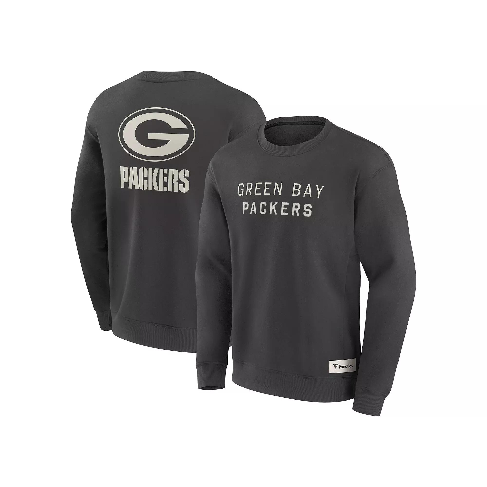 Men's Fanatics Charcoal Green Bay Packers Elements Future Ground Lettering Pullover Sweatshirt,  Product Image