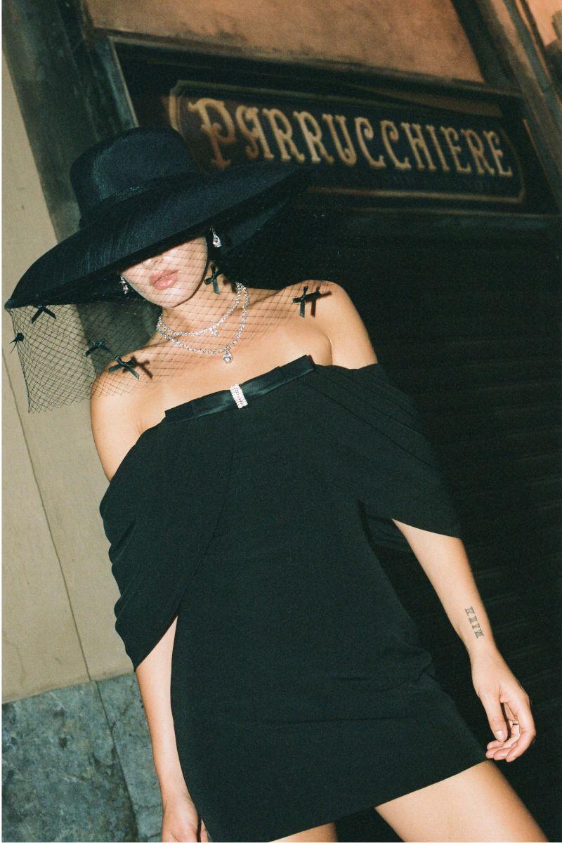 Kate Bow Dress (Black) Product Image