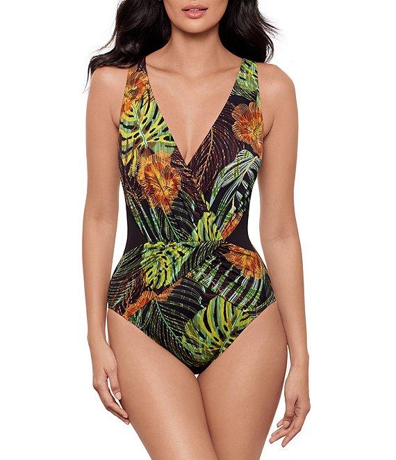 Miraclesuit Sunset Islet Ibiza Plunge Neck Mesh Inset Surplice One Piece Swimsuit Product Image