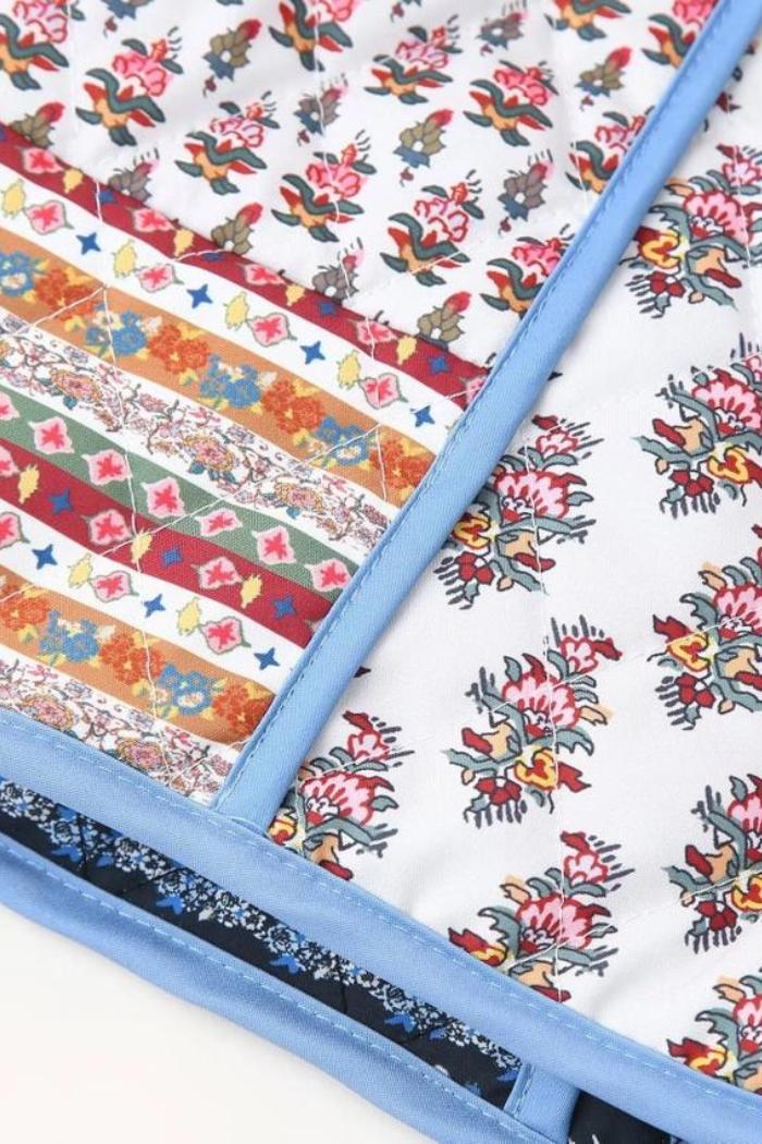 Stylish V-Neck Button Double-Sided Printed Quilted Jacket Product Image