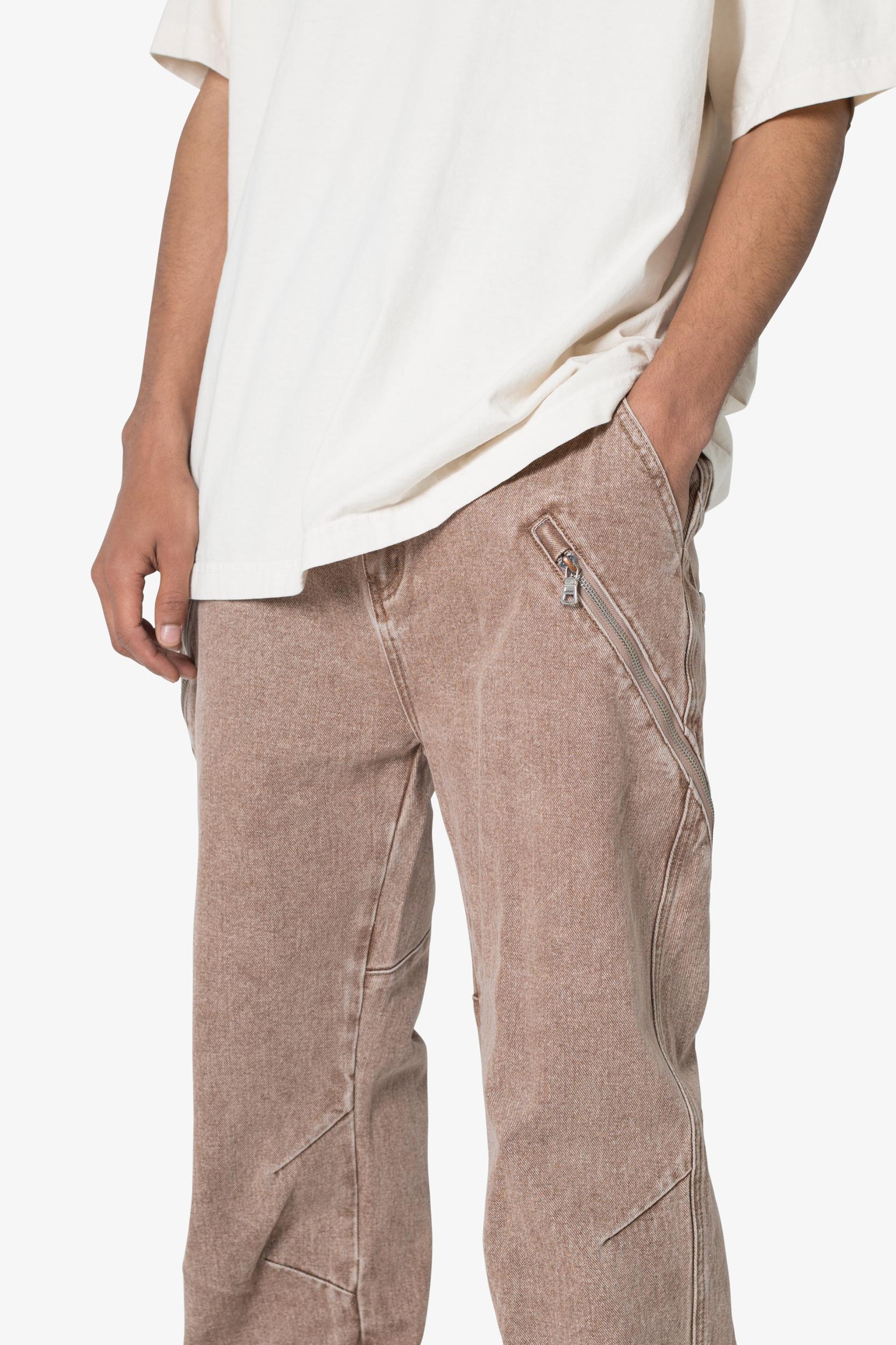 V628 Baggy Zipper Denim - Brown Product Image