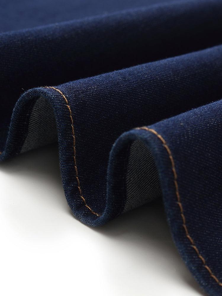 Denim V-Neck Top And Half Skirt Two-Piece Set Product Image