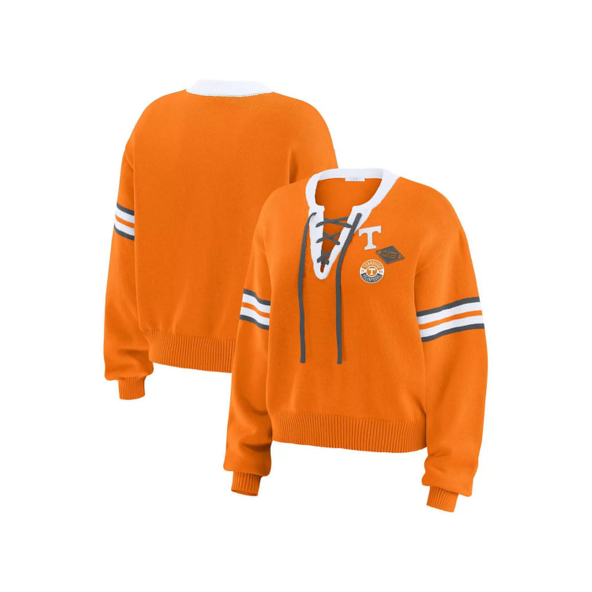 Women's WEAR by Erin Andrews Tennessee Orange Tennessee Volunteers Lace-Up Pullover Sweater, Size: XXL Product Image