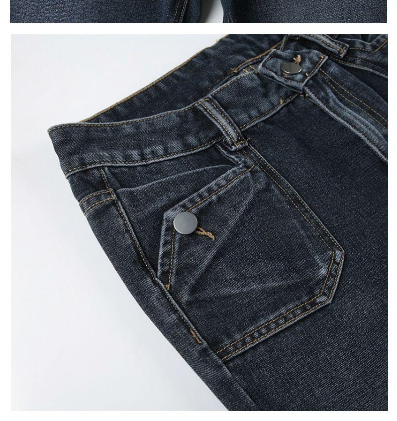 Low Rise Washed Flared Jeans Product Image