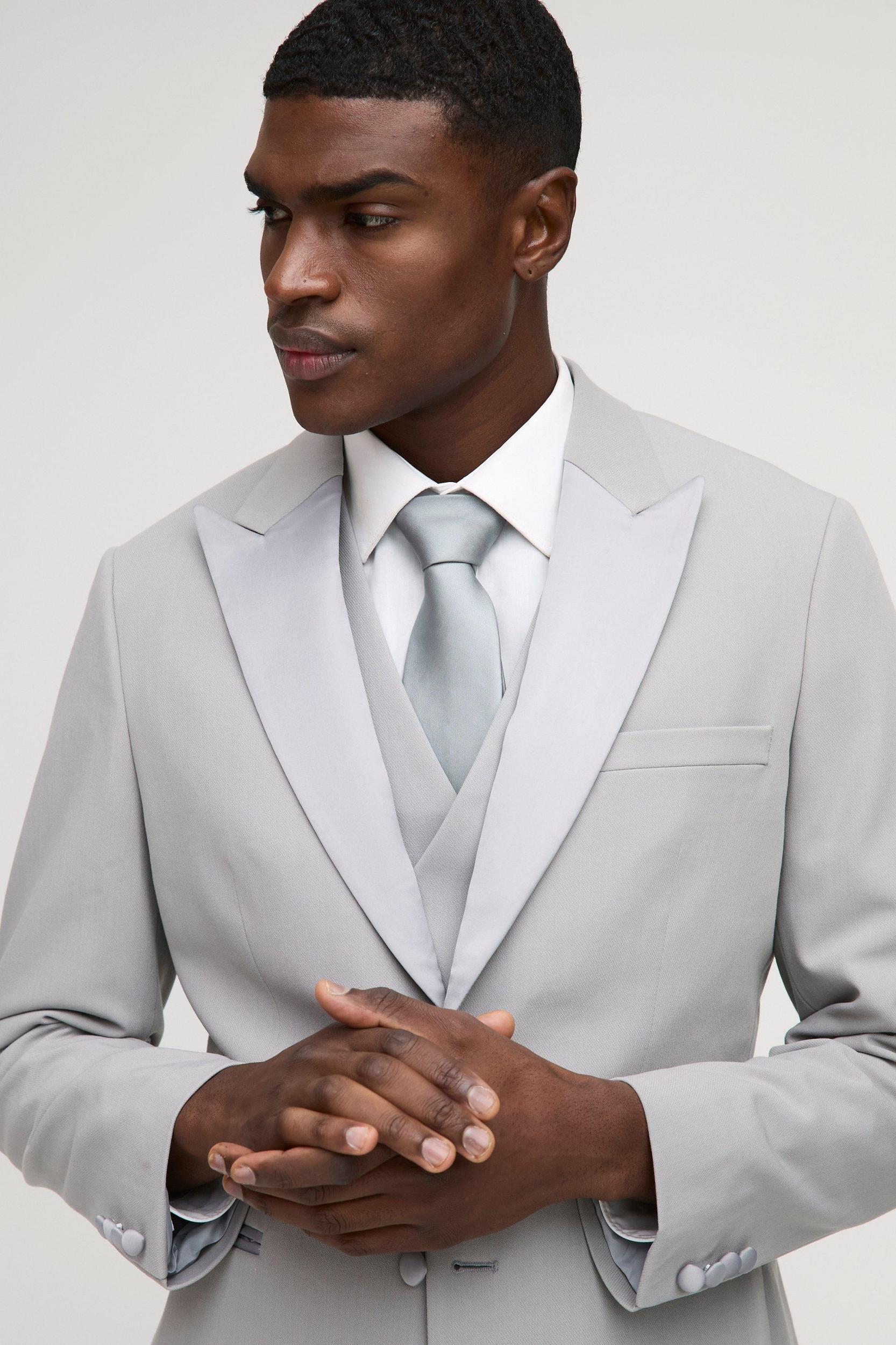 Straight Fit Satin Lapel Blazer | boohooMAN USA Product Image