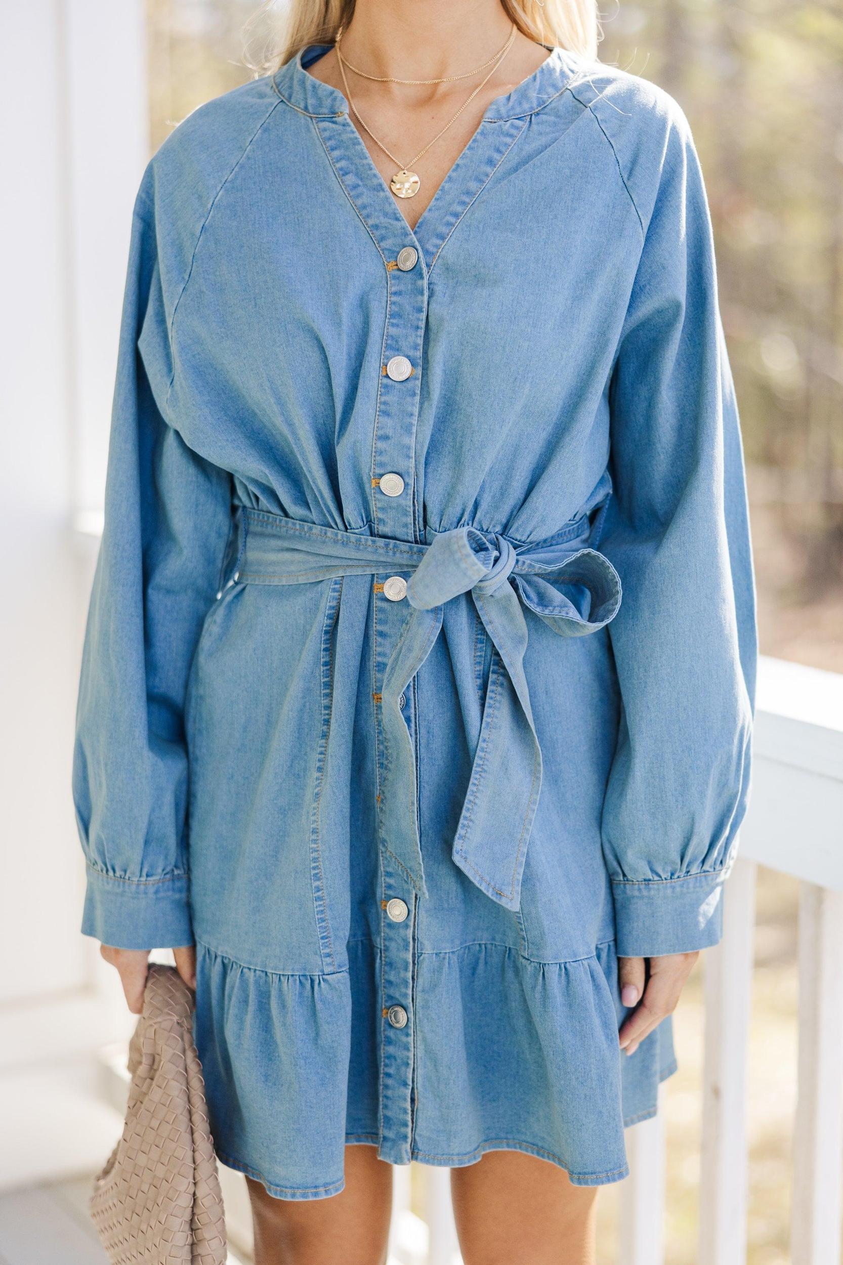 All For You Denim Button Down Dress Female Product Image