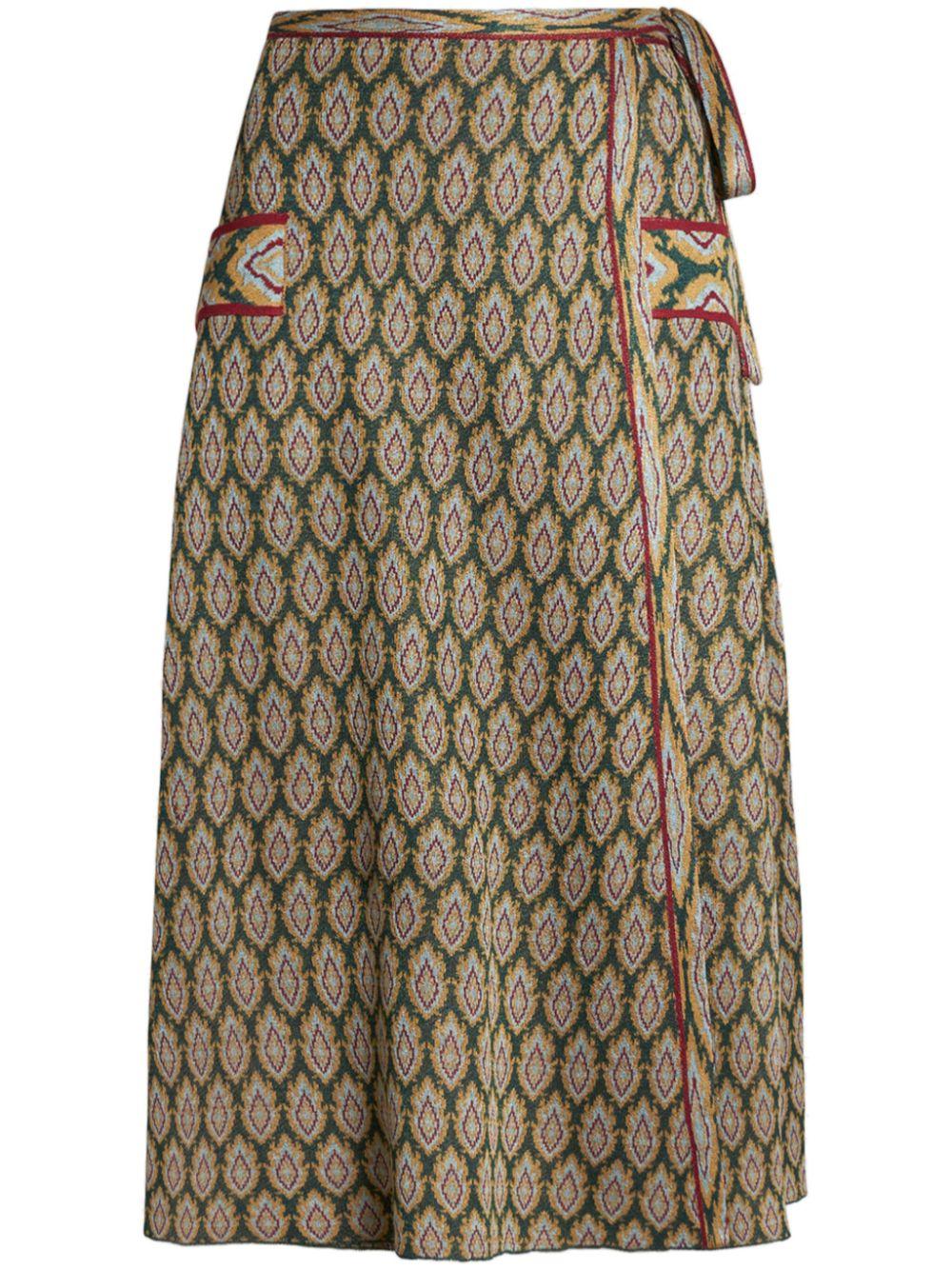 jacquard-knit wrap midi skirt Product Image