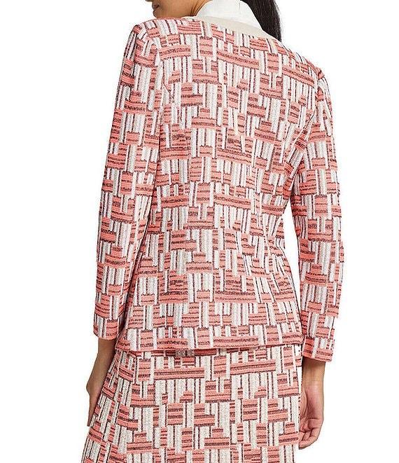Ming Wang Geometric Knit Button Front Long Sleeve Jacket Product Image