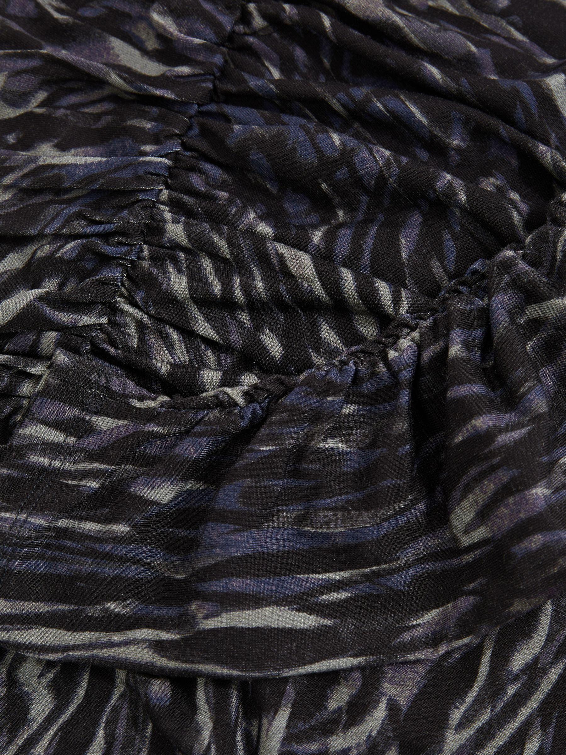 Printed Jersey Ruched Mini Dress in Charcoal Product Image