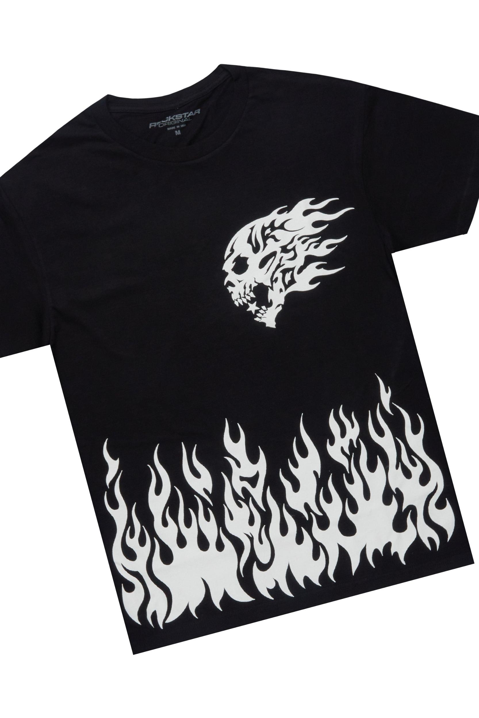 Bubble Black/White T-Shirt/Denim Short Set Male Product Image