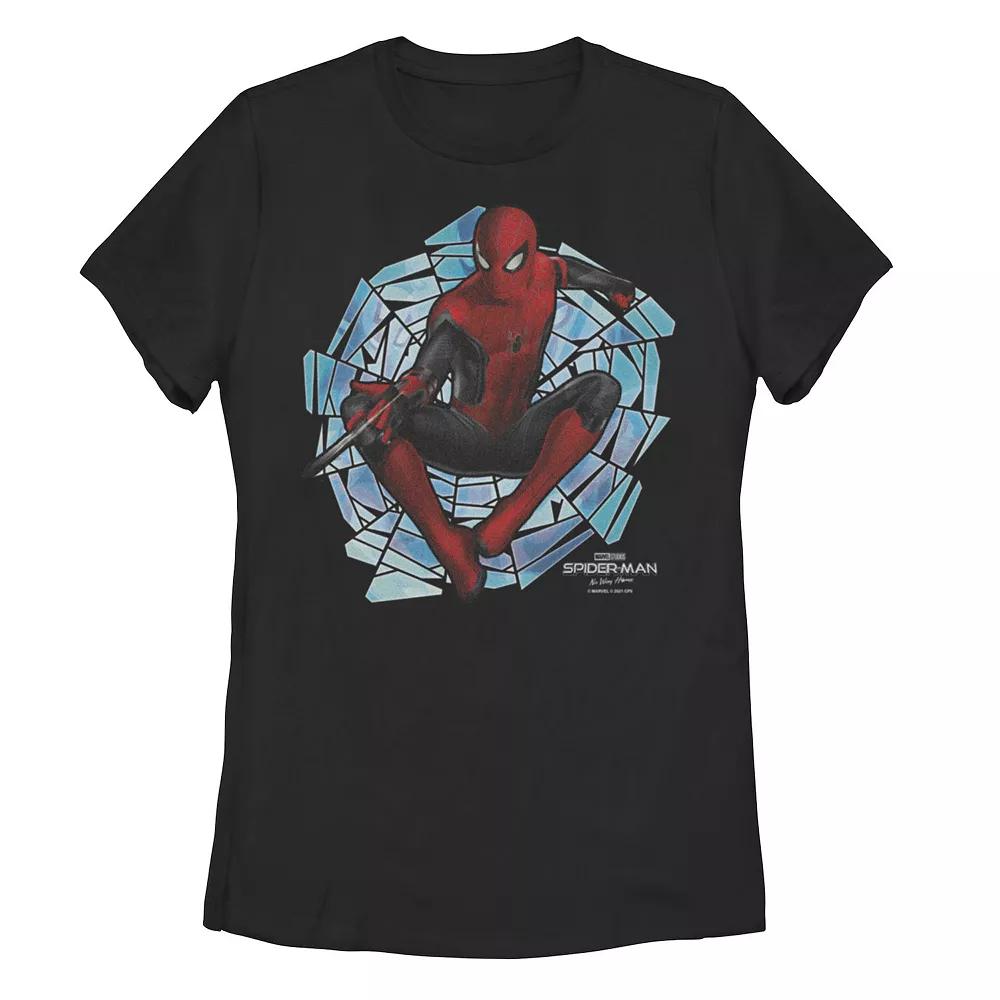 Juniors' Marvel Spider-Man No Way Home Spider-Man Web Spinner Tee, Girl's, Size: Medium, Black Product Image