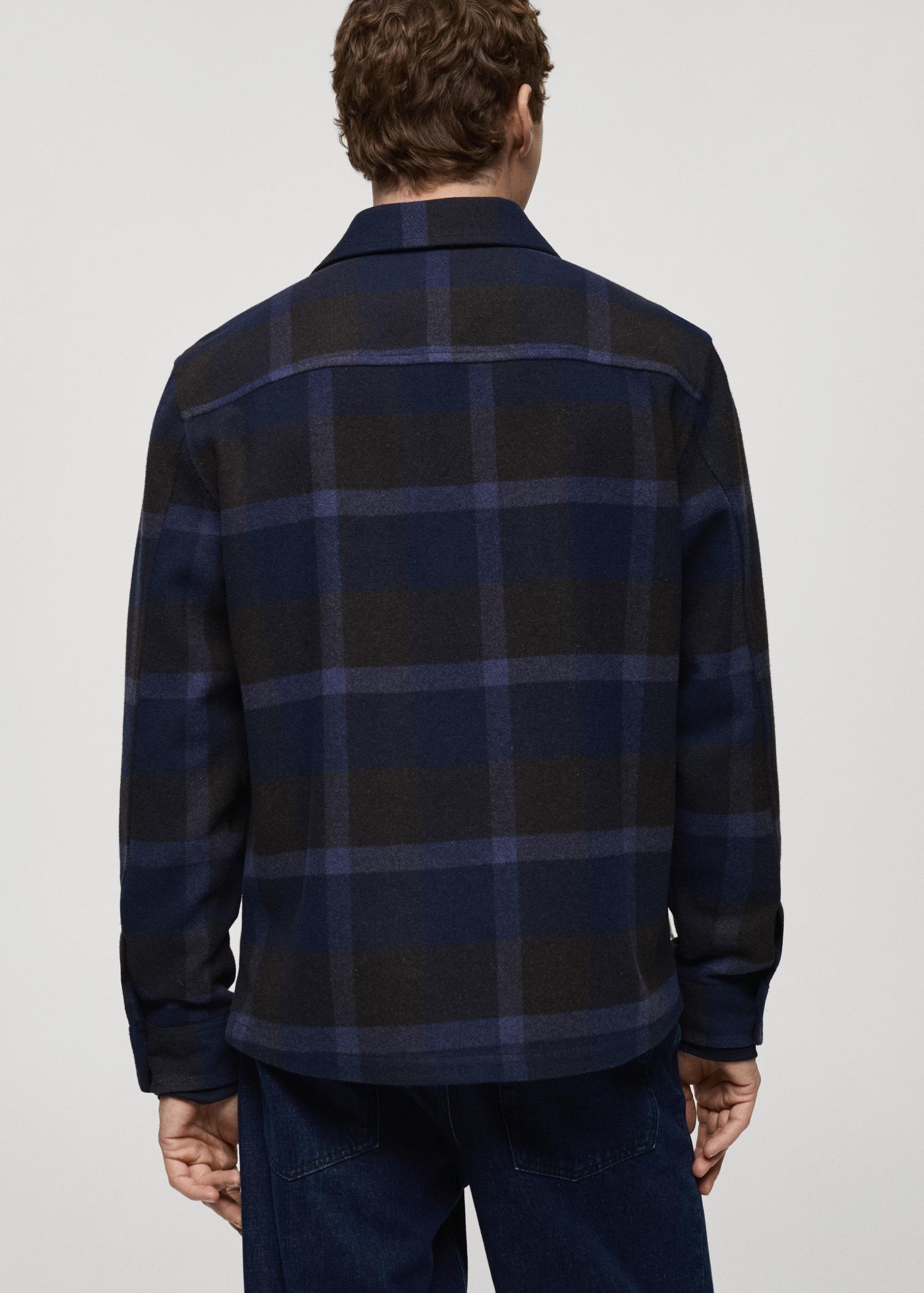 Check flannel wool overshirt - Men | MANGO USA Product Image