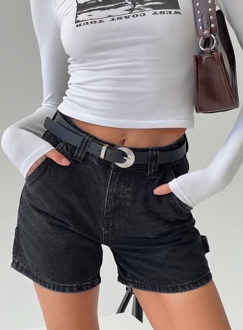 Lou Carpenter Denim Shorts Washed Black Lower Impact Product Image