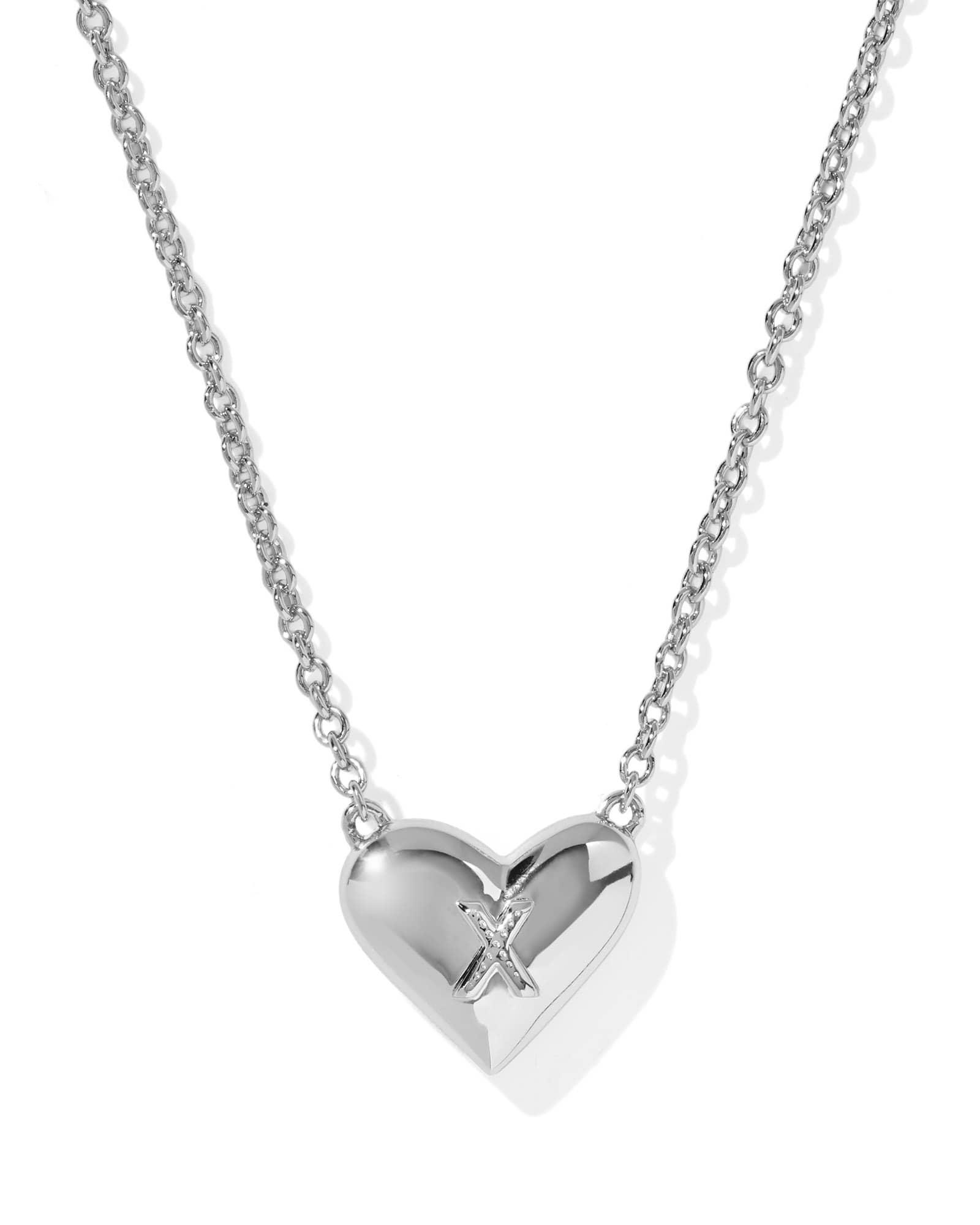 Ari Heart Letter X Silver Short Pendant Necklace Product Image