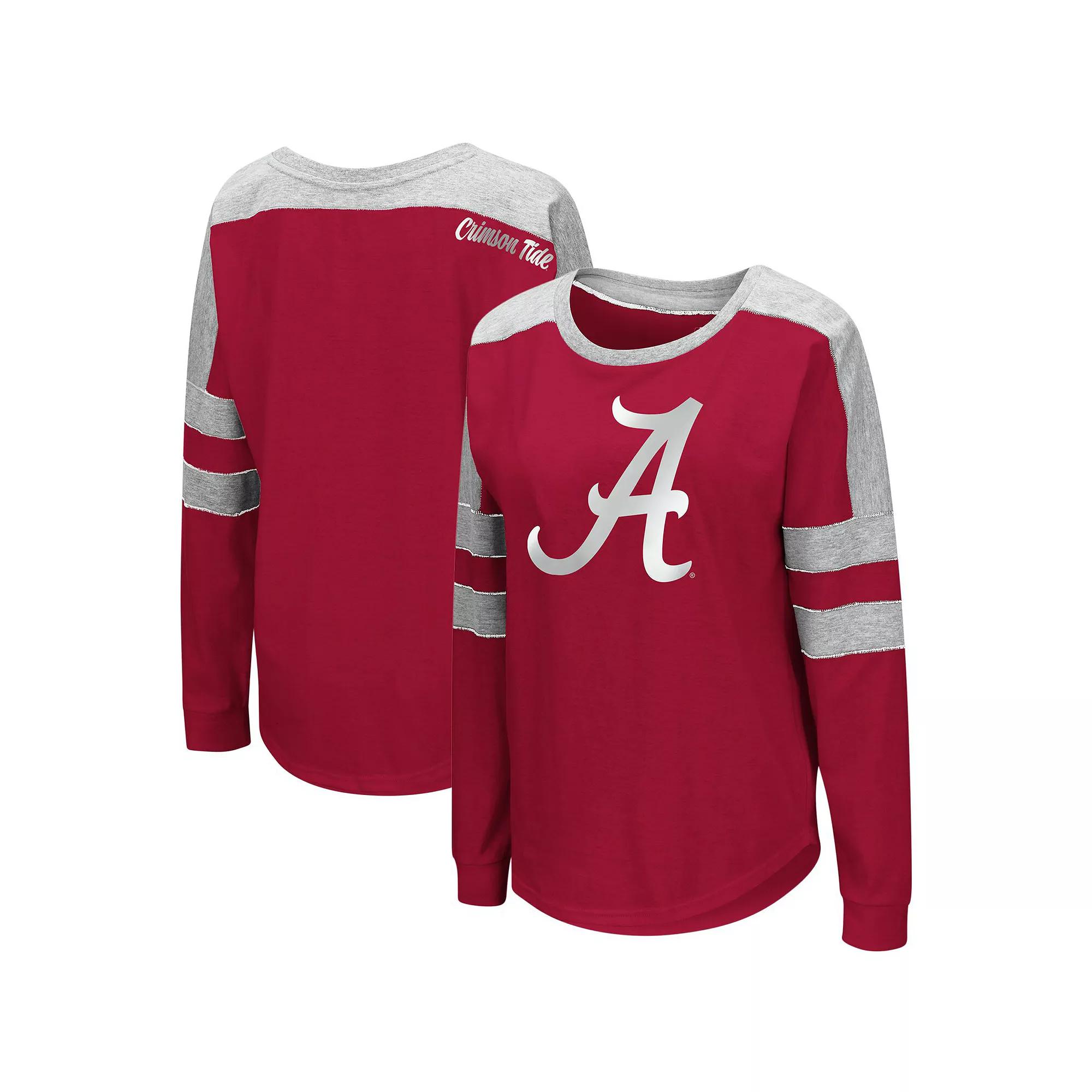 Womens Colosseum Crimson Alabama Crimson Tide Trey Dolman Long Sleeve T-Shirt Product Image