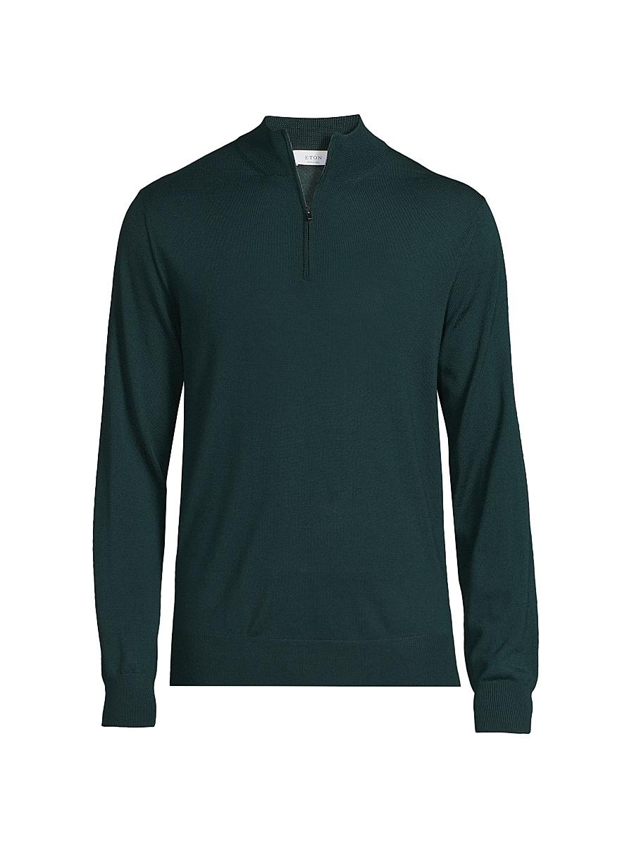 Mens Fine-Knit Wool Quarter-Zip Sweater Product Image