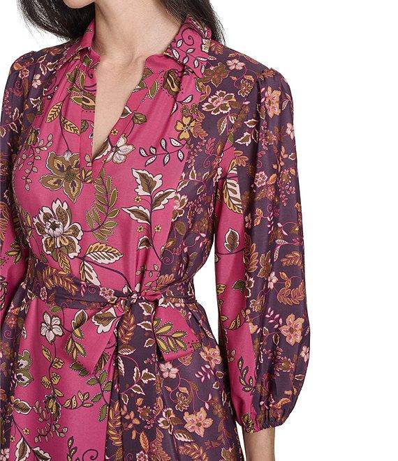 Jessica Howard Floral Print Long Sleeve Shirt Dress Product Image