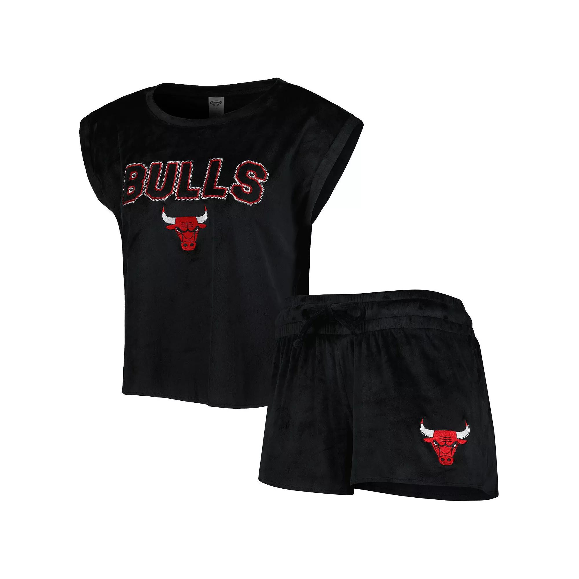 Women's Concepts Sport Black Chicago Bulls Intermission T-Shirt & Shorts Sleep Set, Size: XL Product Image