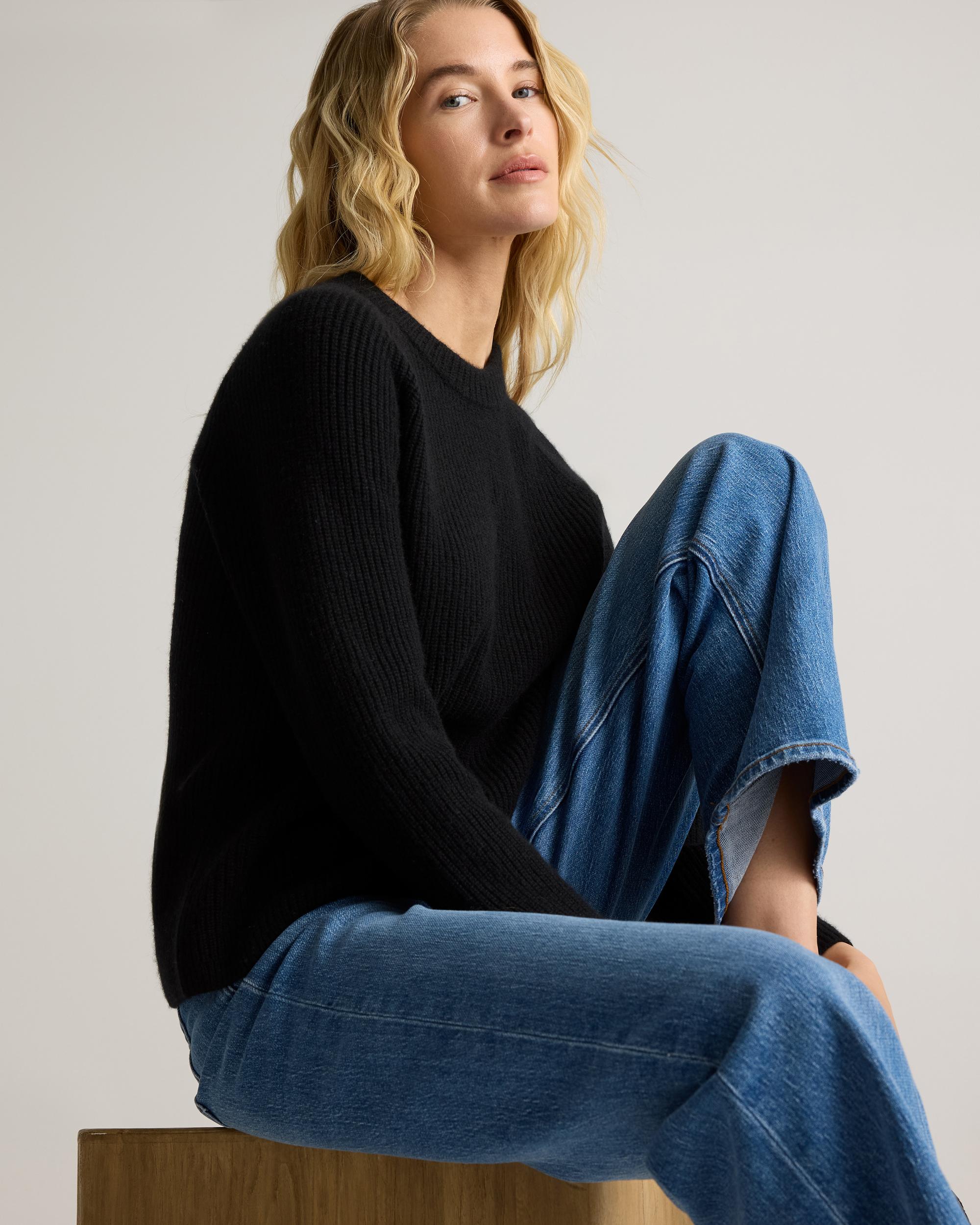 Quince | Women's Mongolian Cashmere Fisherman Crewneck Sweater Product Image