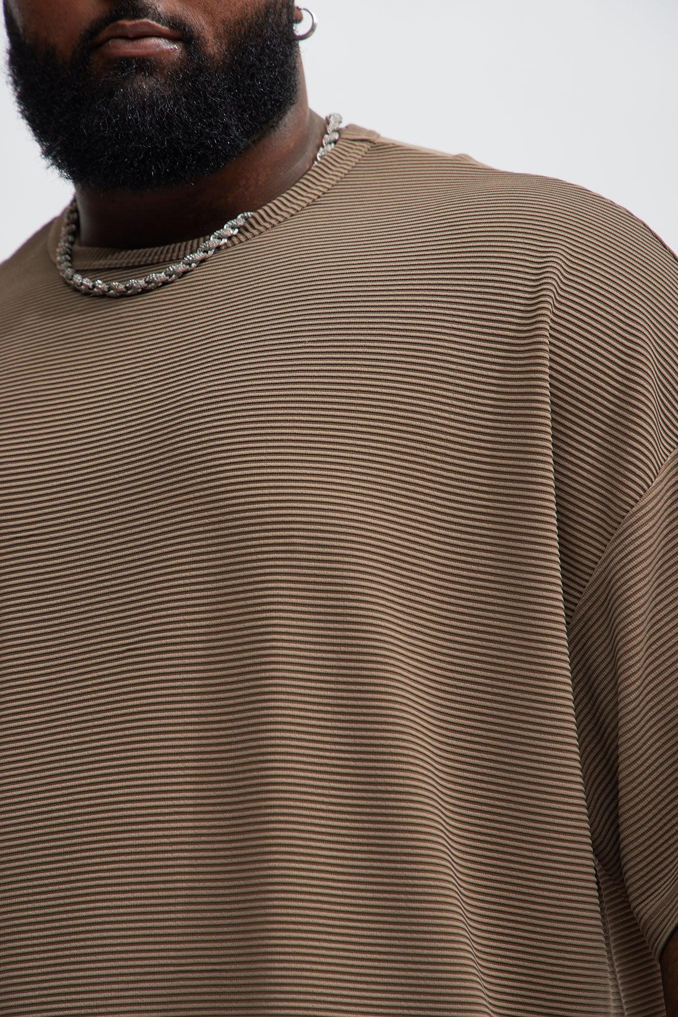 Zyler Textured Boxy Short Sleeve Tee - Taupe Product Image