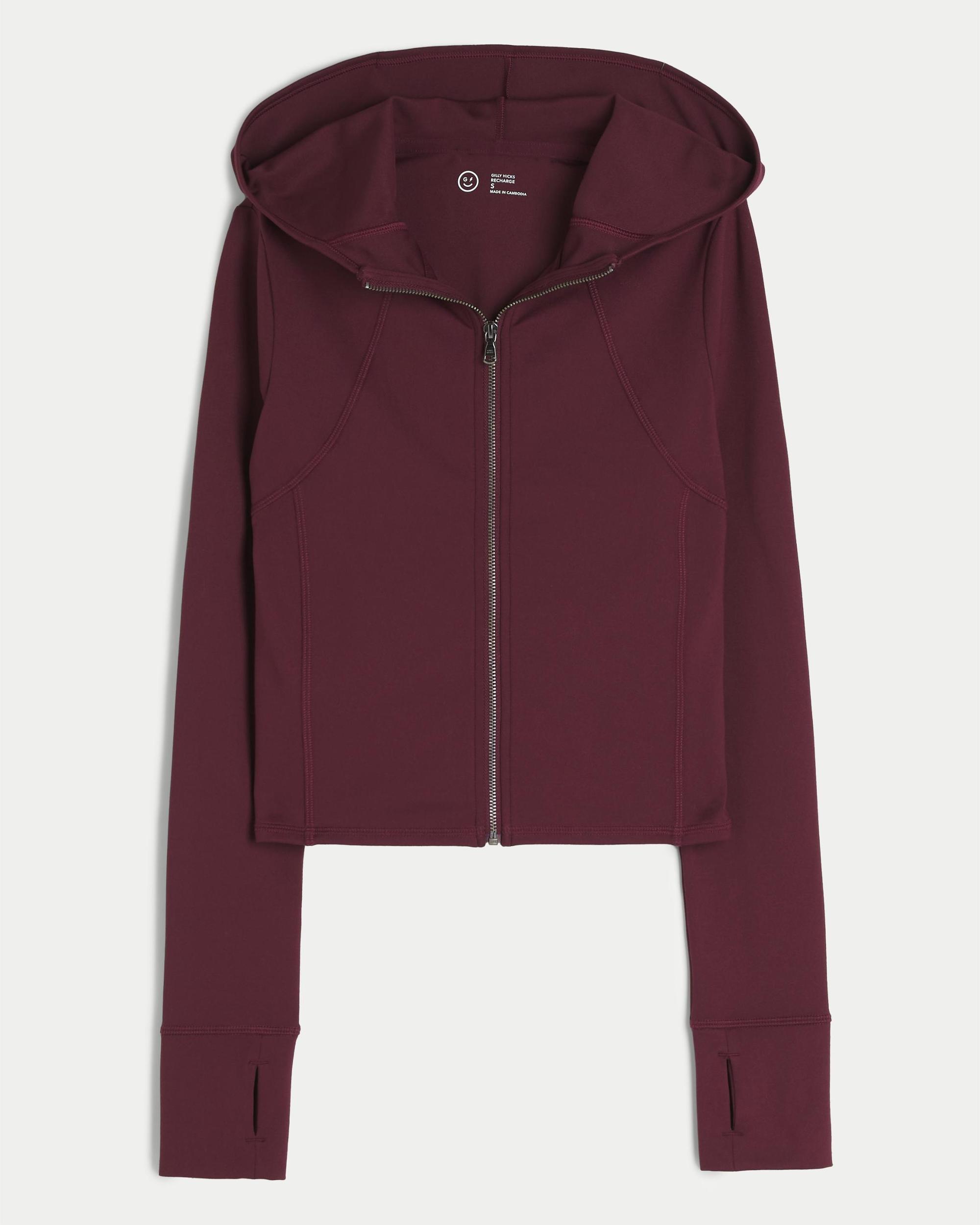 Gilly Hicks Active Recharge Hooded Crop Zip-Up Top Product Image