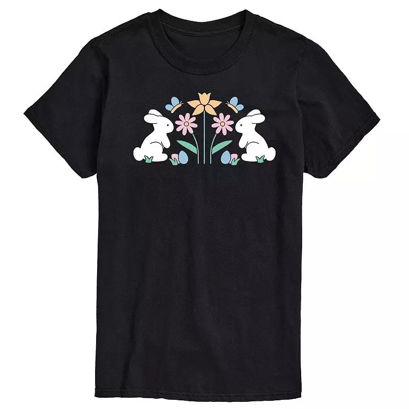 Men's Stencil Bunnies with Flowers Graphic Tee,  Product Image