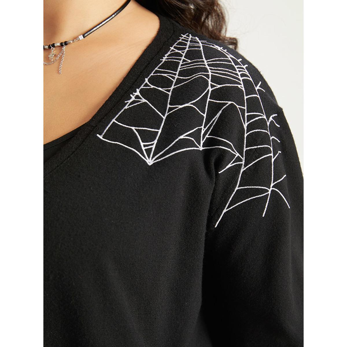 Plus Size Supersoft Essentials Halloween Spider Web Button Through Cardigan Black Women Leisure Loose Long Sleeve Casual Cardigans BloomChic 28/5X Product Image