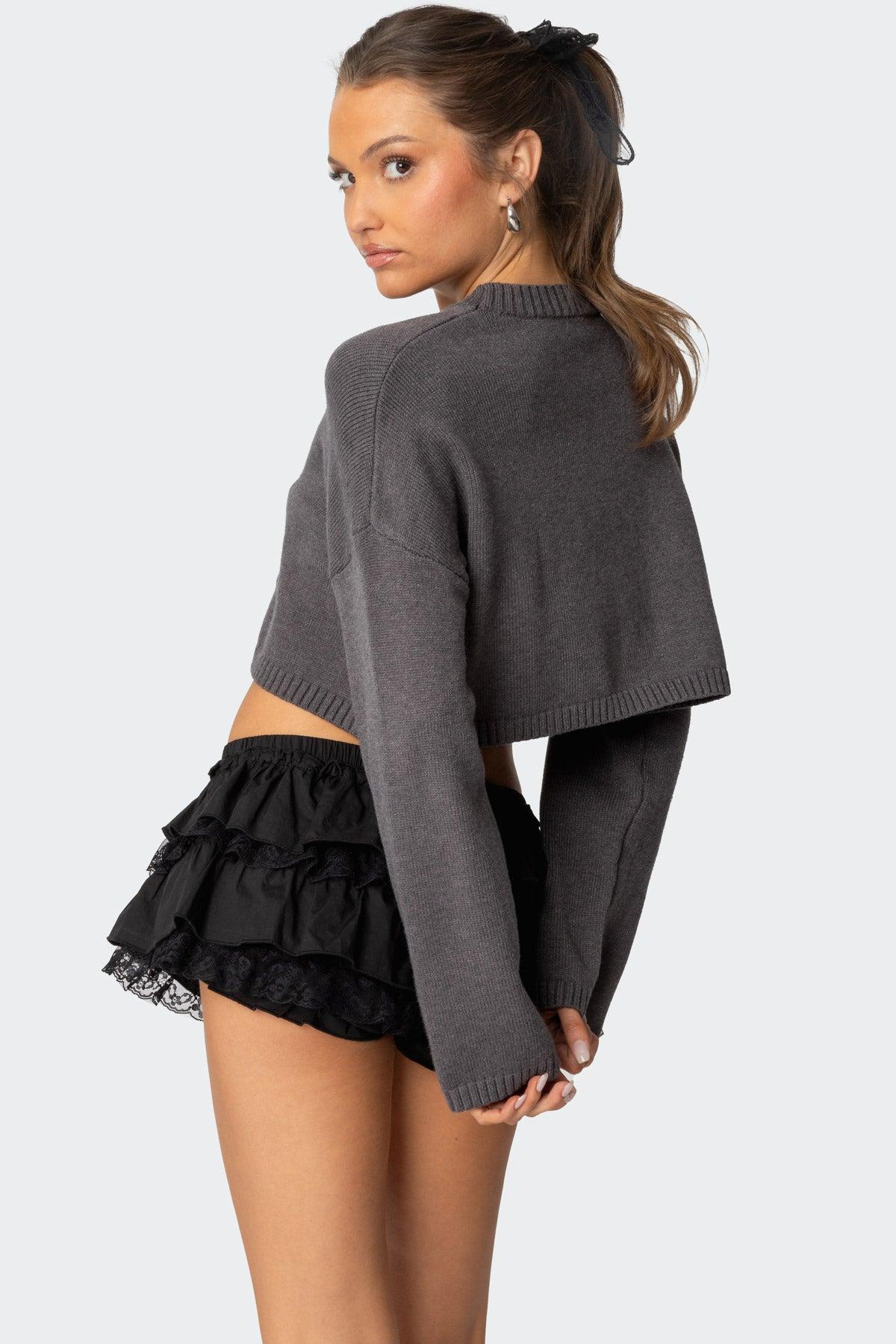 Knit Bow Cropped Sweater Product Image