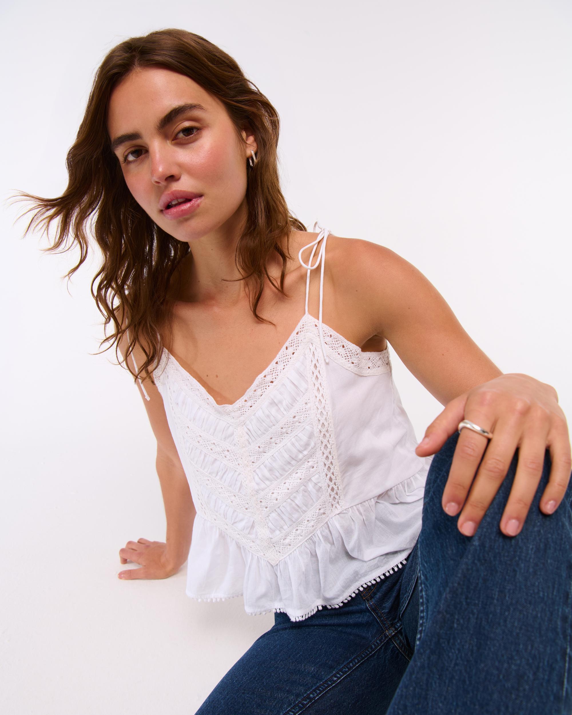 Lace-Trim Tie-Strap Cami Product Image