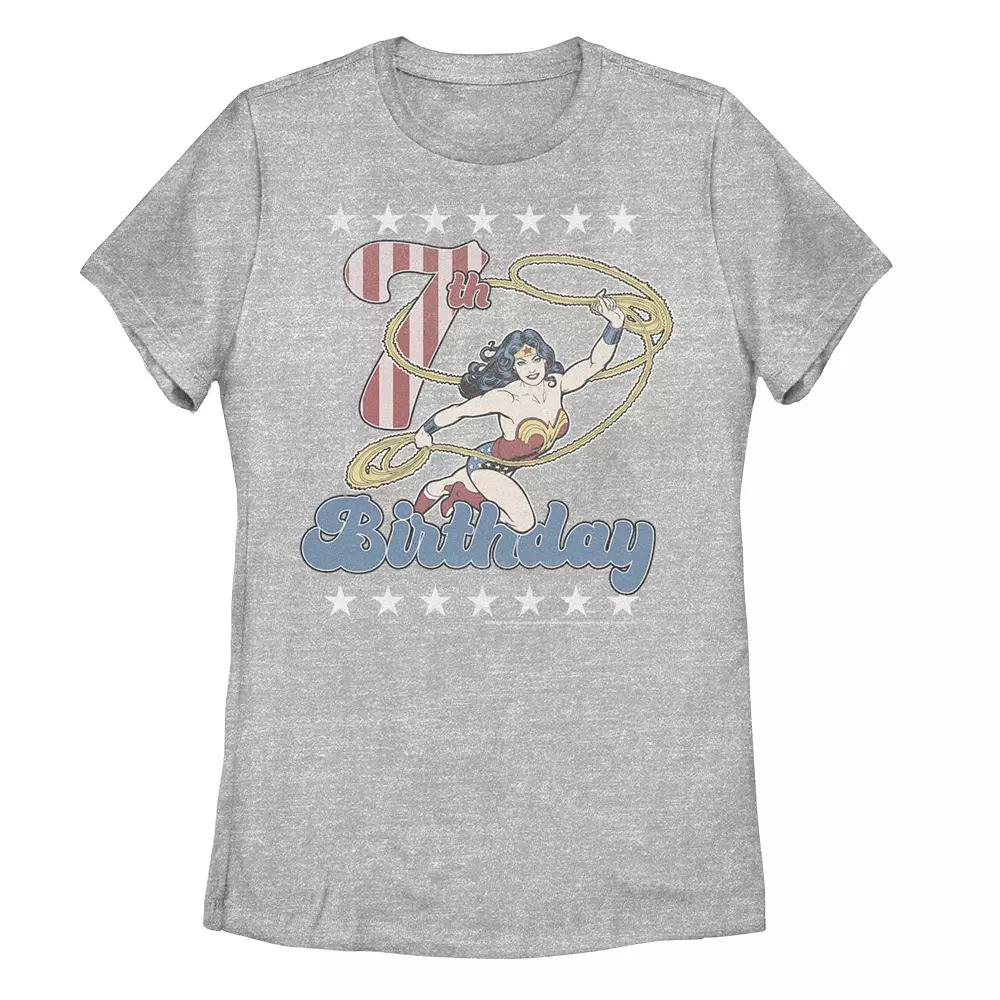 Juniors' DC Comics Wonder Woman With Lasso 7th Birthday Tee, Girl's, Size: Large, Athletic Grey Product Image